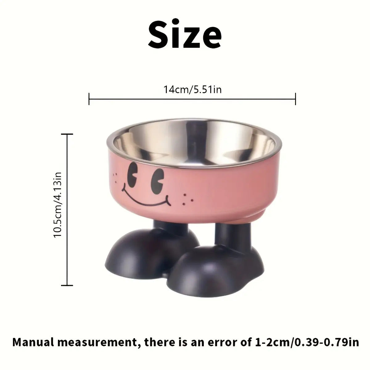 Raised Pet Bowl with Stainless Steel Dish, Anti-Slip and Anti-Tip Feeding Design for Kitten and Puppy Food or Water, Milky, Coffee Brown or Pink