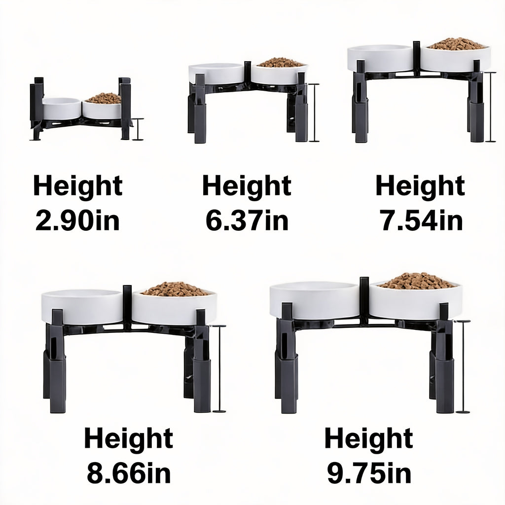 Dog Bowl Stand with 2.64 to 8.86 Inch Adjustable Height, Elevated Double-Bowl Holder for Large Breed Feeding Setups, Bowls Not Included