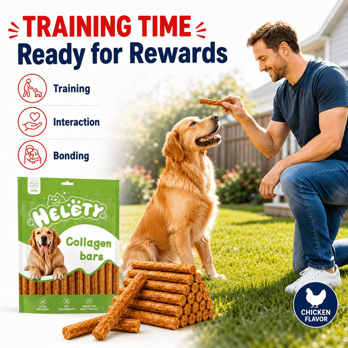 Collagen Dog Chew Sticks, Chicken-Flavored Chew Treats for Medium and Large Dogs, 5-Piece and Multi-Pack Options for Supervised Chewing