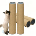 4-in-1 Cat Scratching Post with Wooden Ball Track, Sisal Scratcher with Six Wooden Balls, Feather Teaser and Hanging Toys for Indoor Cats