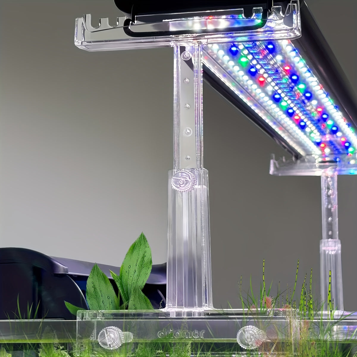 Aquarium Light Riser Kit, Adjustable Clear Acrylic Lamp Holder with Two Supports for 2.5-4.4 Inch Extension Brackets on Open Fish Tanks