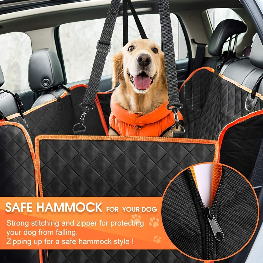 Dog Car Seat Cover with 4-Bag Design and Side Flaps, Non-Slip Scratch-Resistant Backseat Pet Hammock for Everyday Car, Truck and SUV Travel
