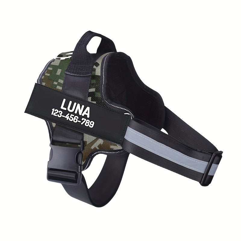 Personalized No Pull Dog Harness with Custom Name and Phone Number, Heavy-Duty Walking and Training Pet Vest in XS to XXL Size Options