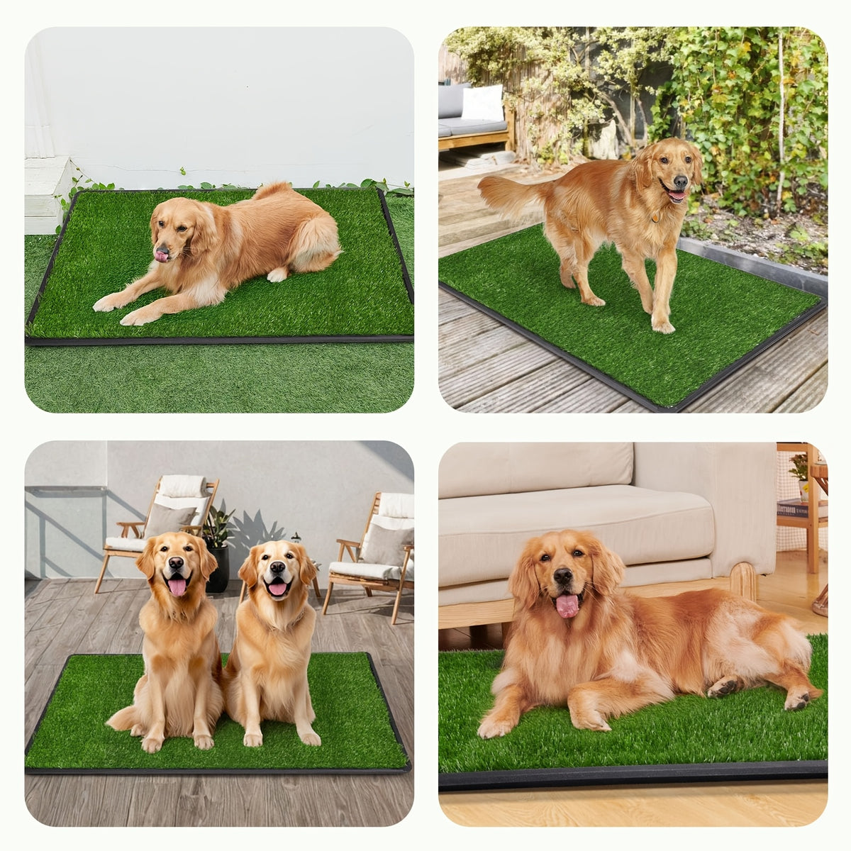 Artificial Grass Dog Potty with Tray and 2 Replacement Grass Pads, Washable Puppy Training Toilet in Three Sizes for Apartments, Balconies and RVs