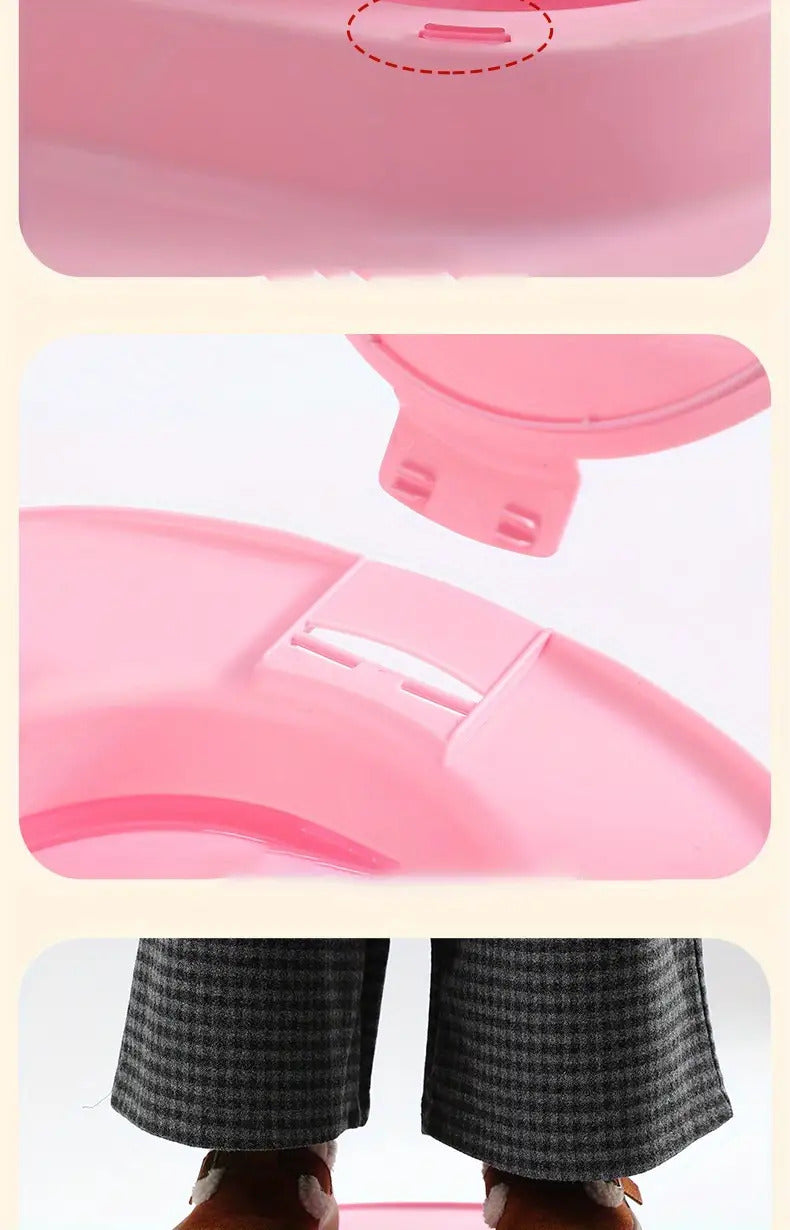 Cat Toilet Training Seat with Oval Design, Easy-Clean Bathroom Training Tray in Pink, Blue or Yellow with Two Toilet Stickers per Selected Color Option