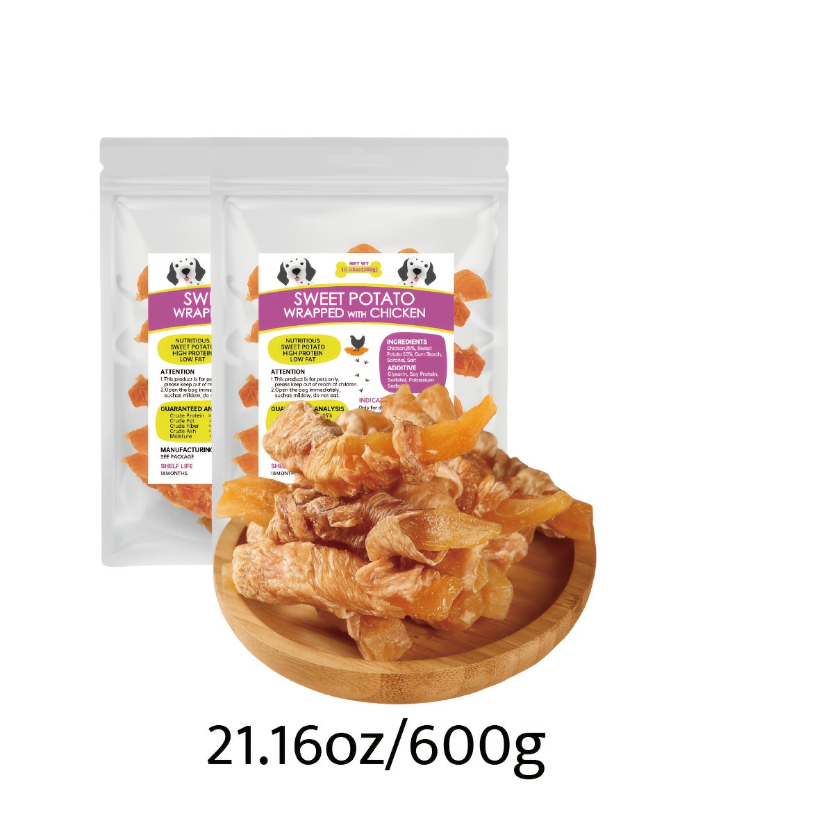 Dog Treats with Chicken Jerky, Duck Strips, Sweet Potato Wraps or Triple Flavored Kabobs, Selectable Snack Packs for Supervised Rewards