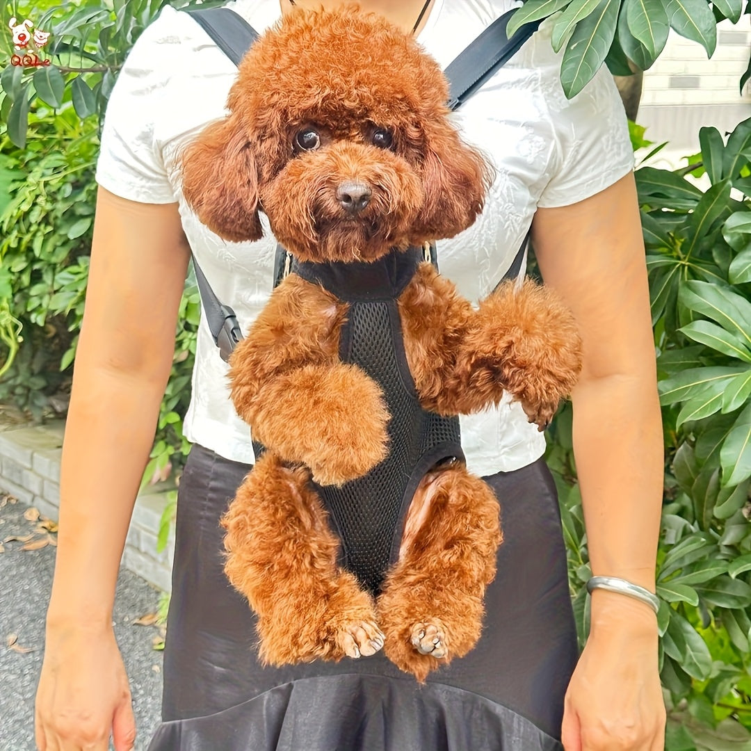 Breathable Mesh Dog Carrier Backpack for Small Dogs and Cats, Legs-Out Front Travel Bag with Adjustable Shoulder Straps and Zipper Closure