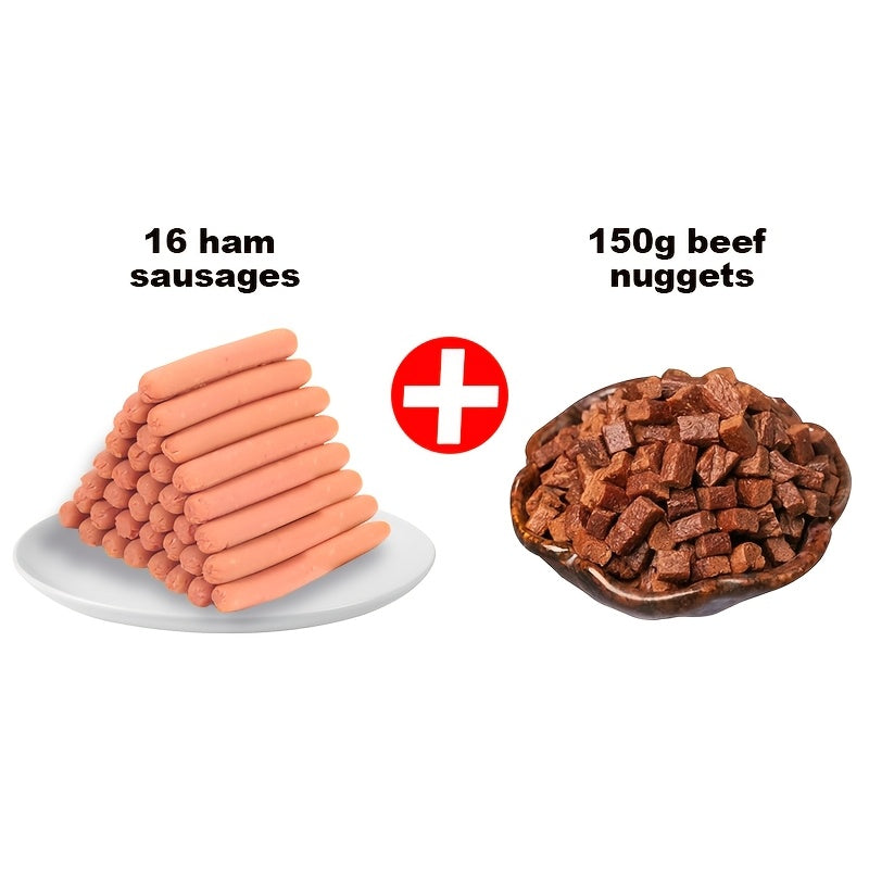 Mixed Meat Dog Treat Packs with Sausage, Meat Cubes, Slices and Chicken & Duck Combo Options for Supervised Training Rewards and Christmas Gifts