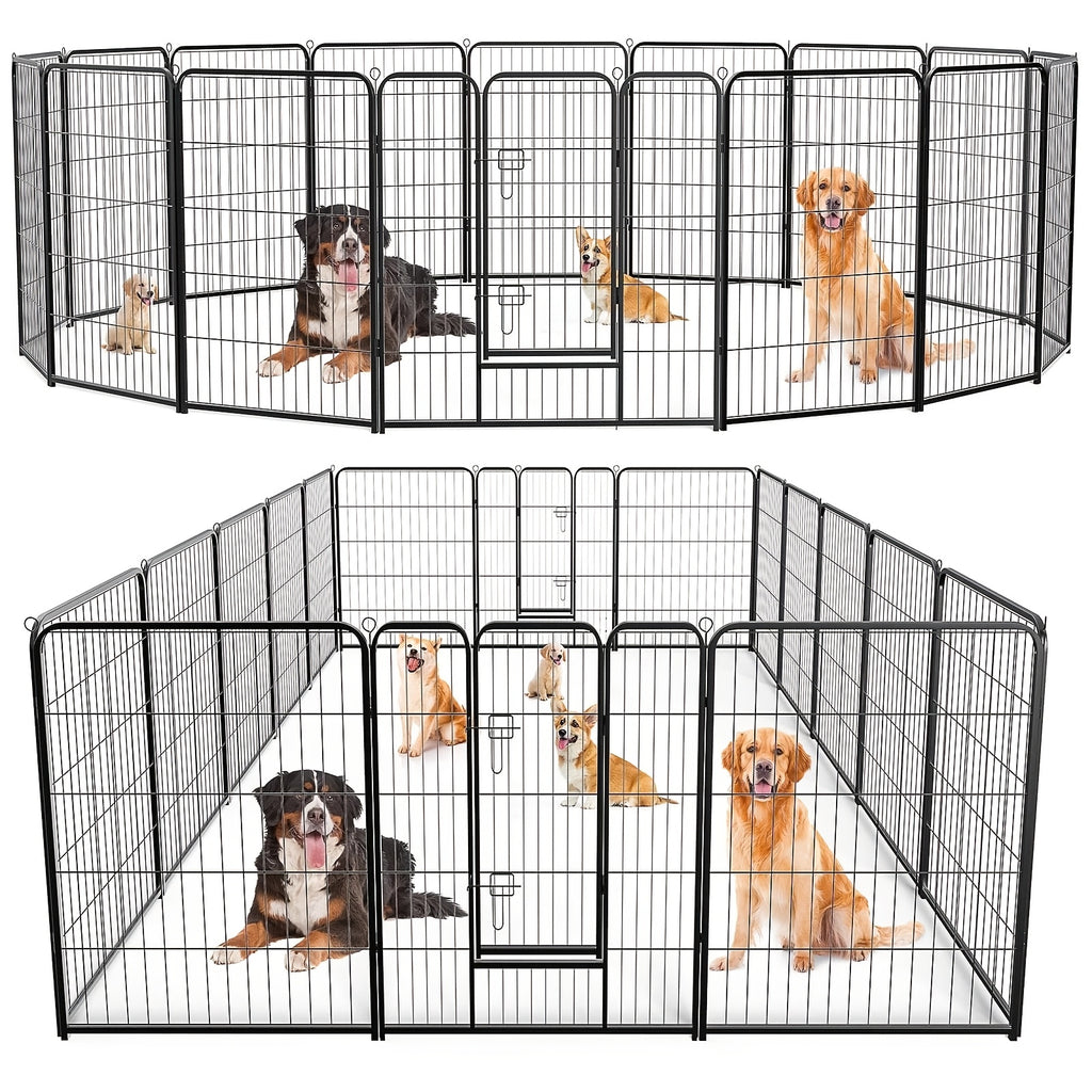 Dog Camping Playpen with Single Door, 8-Panel Foldable Metal Pet Fence in 24 or 40 Inch Options for Indoor Exercise, Outdoor Yards and RV Trips