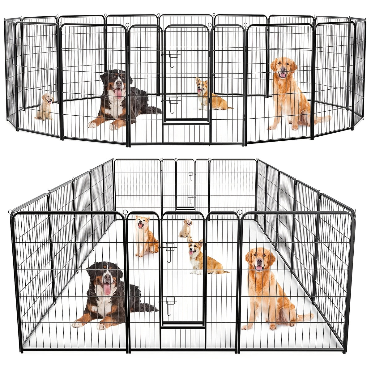 Dog Camping Playpen with Single Door, 8-Panel Foldable Metal Pet Fence in 24 or 40 Inch Options for Indoor Exercise, Outdoor Yards and RV Trips