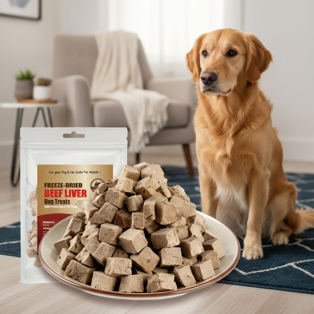 Freeze-Dried Beef Liver Dog Treats, Single-Ingredient Grain-Free Training Rewards and Gluten-Free Snacks in 50g, 150g or 300g Pack Options