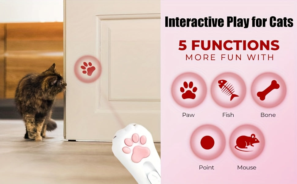Rechargeable Cat Teaser Toy, 7-in-1 USB Interactive Cat Toy with Bonus Mouse for Indoor Chasing, Daily Exercise and Supervised Play in Pink or Blue