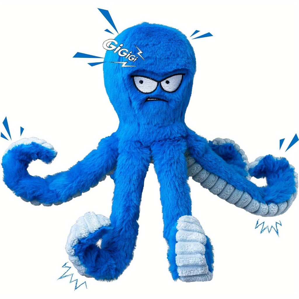 Squeaky Octopus Dog Toy with Crinkle Sounds, Stuffed Interactive Toy for Gentle Tug and Supervised Indoor Play, Single, 2-Pack or 4-Pack Options