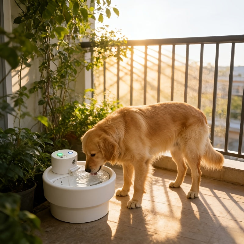 Cat Water Fountain 1L with USB Cable, Compact Automatic Circulating Pet Drinking Dispenser with Visible Reservoir for Indoor Cats and Small Dogs
