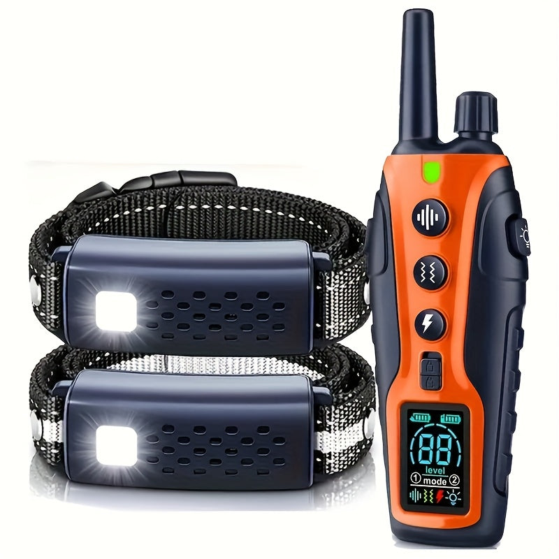 Dog Training Collar with Night Light, 3280ft Listed Remote Range, USB Rechargeable with Keypad Lock, Beep, Vibration and Static Modes for 1 or 2 Dogs