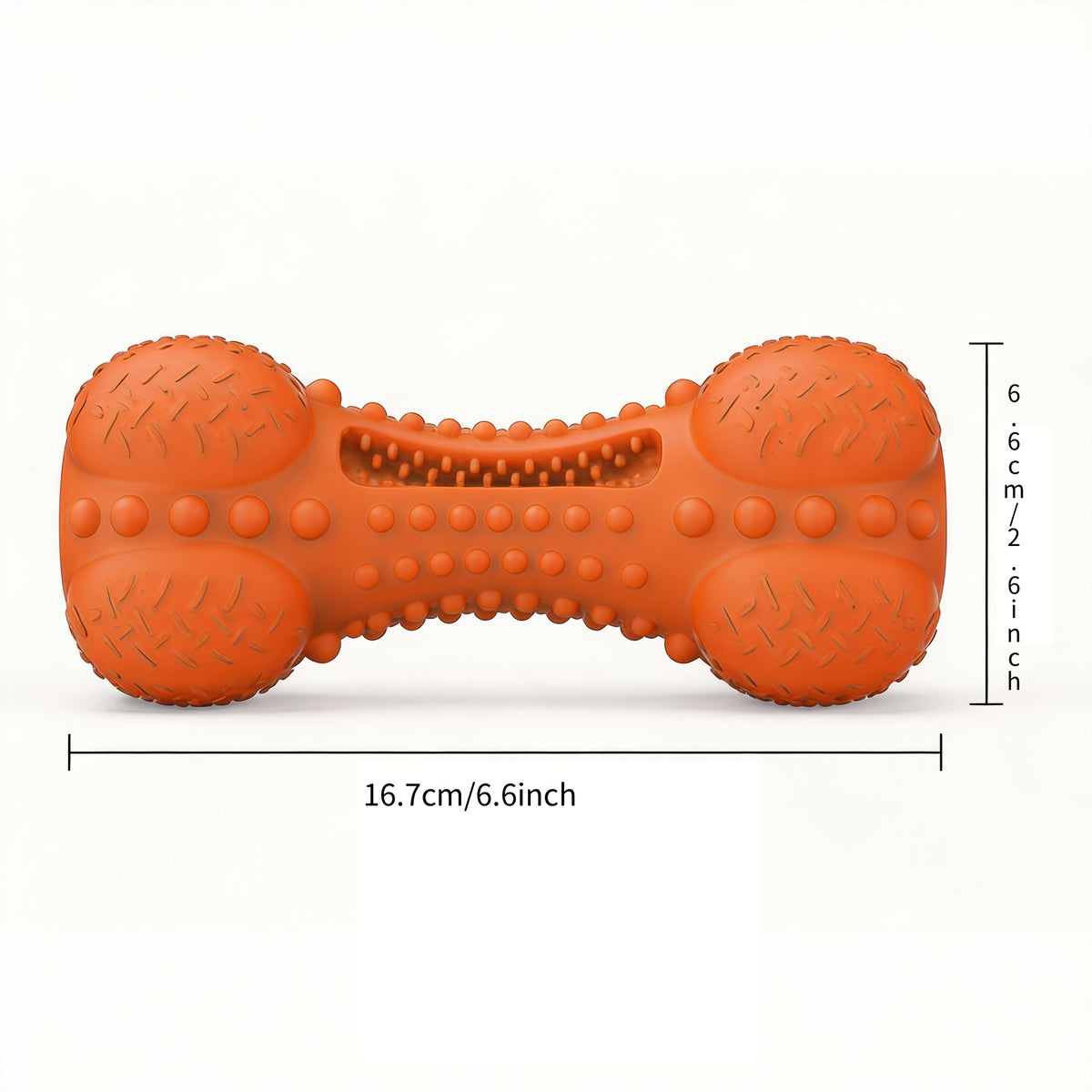 Rubber Dog Chew Bone with Dual Squeakers, Textured Natural Rubber Toy with Beef Scent for Medium and Large Dogs, Interactive Fetch and Supervised Play