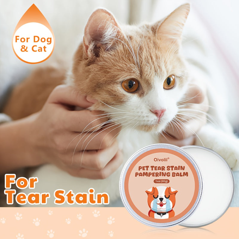 Tear Stain Remover Balm 30g for Dogs and Cats, External Eye-Area Fur Cleaning Balm for Tear Marks and Everyday At-Home Pet Grooming Routines