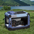 Soft Collapsible Dog Crate 26 or 30 Inch, Portable 3-Door Travel Pet Crate with Mesh Windows and Storage Bag for Indoor and Outdoor Use