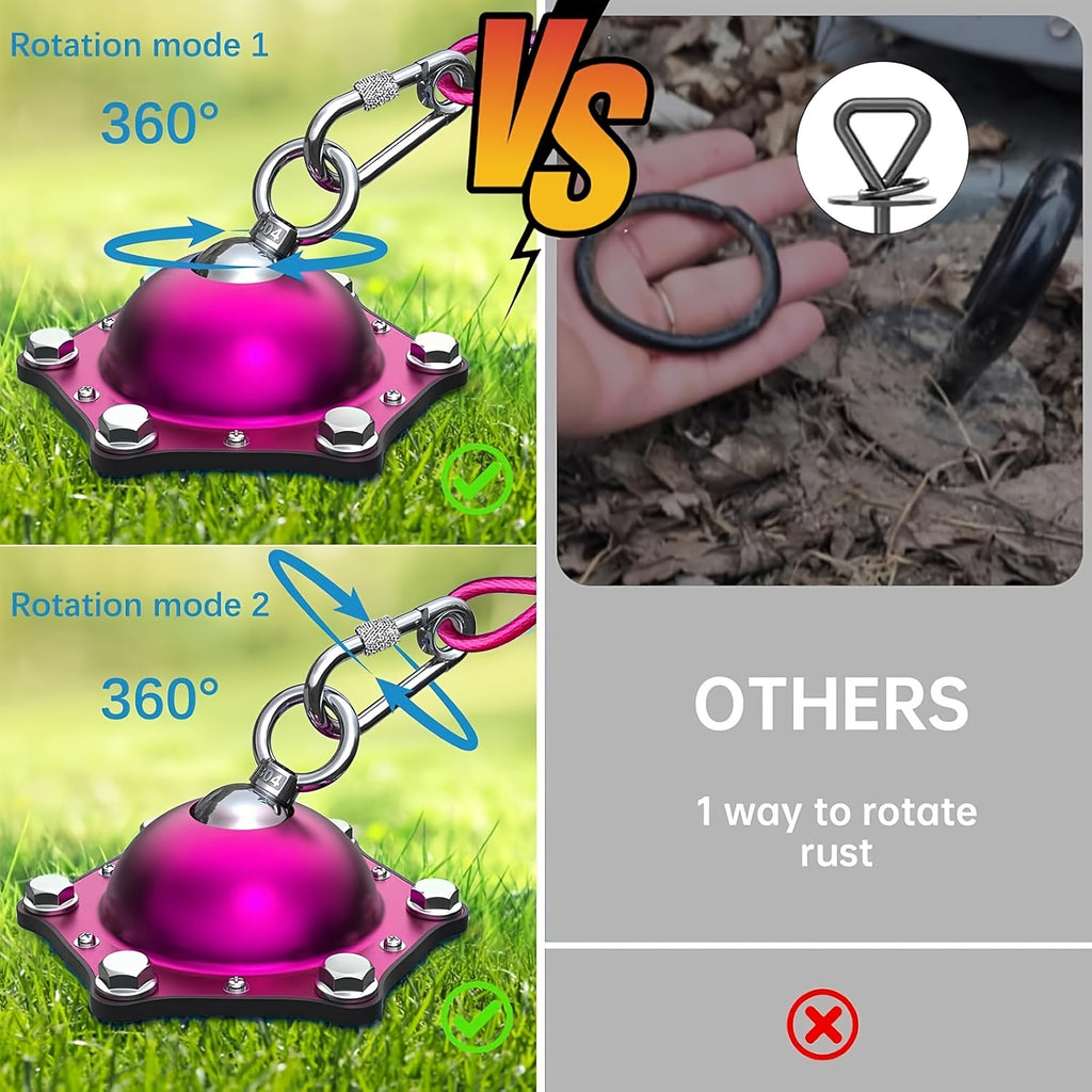 Swivel Dog Tie Out Stake with 15ft or 25ft Cable Options, 360 Degree Rotating Ground Anchor for Supervised Yard and Camping Use, Stake-Only Option