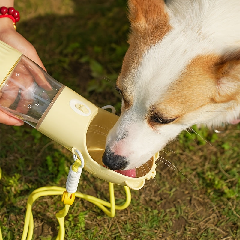 Portable Dog Water Dispenser for Walking and Travel, Outdoor Pet Drinking Accessory in Light Yellow, White or Purple for Park Visits and Road Trips