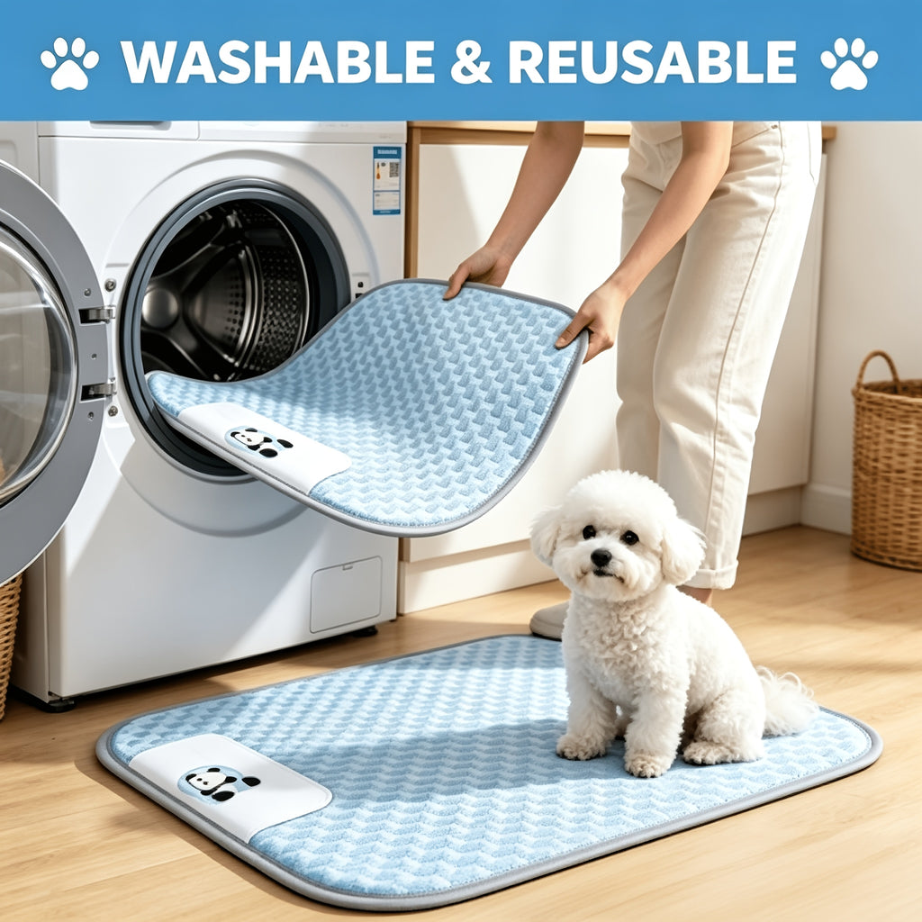 Washable Pet Bed Mat for Dogs and Cats, Blue Textured Non-Slip Sleeping Pad in S, M and L Sizes up to 44.9 x 34.3 Inches for Home and Vehicle Use
