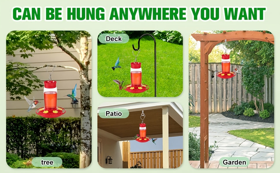 Hummingbird Feeders for Outdoors Hanging, 2-Pack Red 20 oz Nectar Feeders with Ant Moat, Six Flower Feeding Ports and Circular Perch
