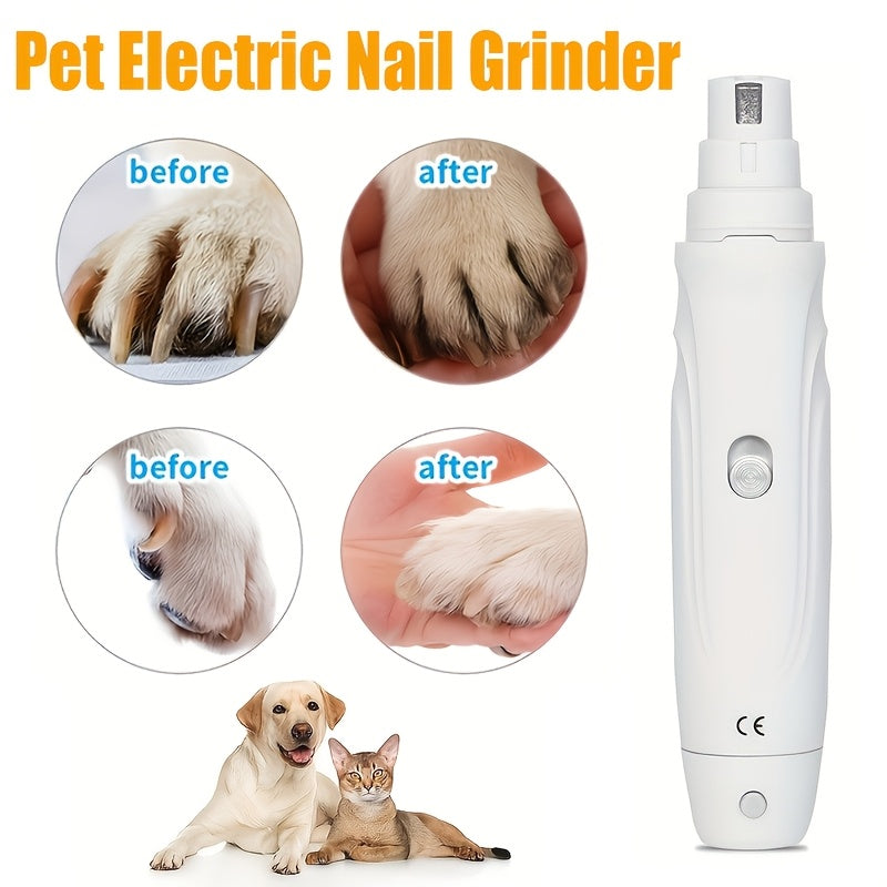 Dog Nail Grinder in White, Lightweight 2-Speed Electric Pet Claw Trimmer for At-Home Nail Filing, Paw Care and Regular Grooming