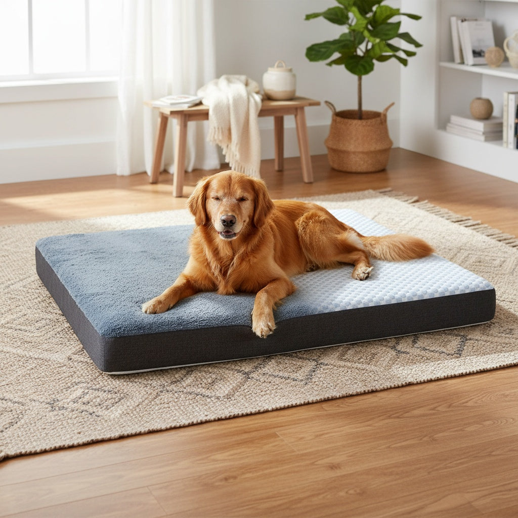 Double-Sided Orthopedic Dog Bed with Egg Crate Foam, Removable Washable Cover and Anti-Slip Base, Gray Crate Mat, 22.05 x 35.04 Inches