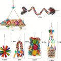 Bird Toy Set 6-Piece with Handmade Wooden Chew Toys, Hammocks, Swings and Perches for Small Birds, Cockatiels, Finches and Lovebirds