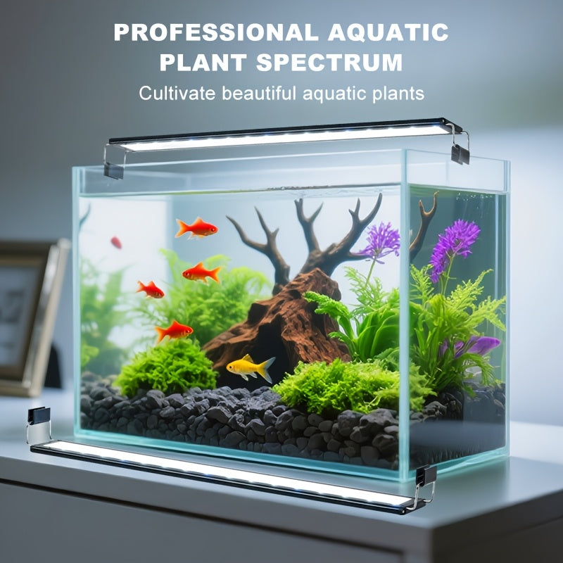 Aquarium Plant Light with Retractable Stand, Blue and White Fish Tank Lighting for Open-Top Home Aquariums, Five Sizes for 7.09-26.77 Inch Tanks