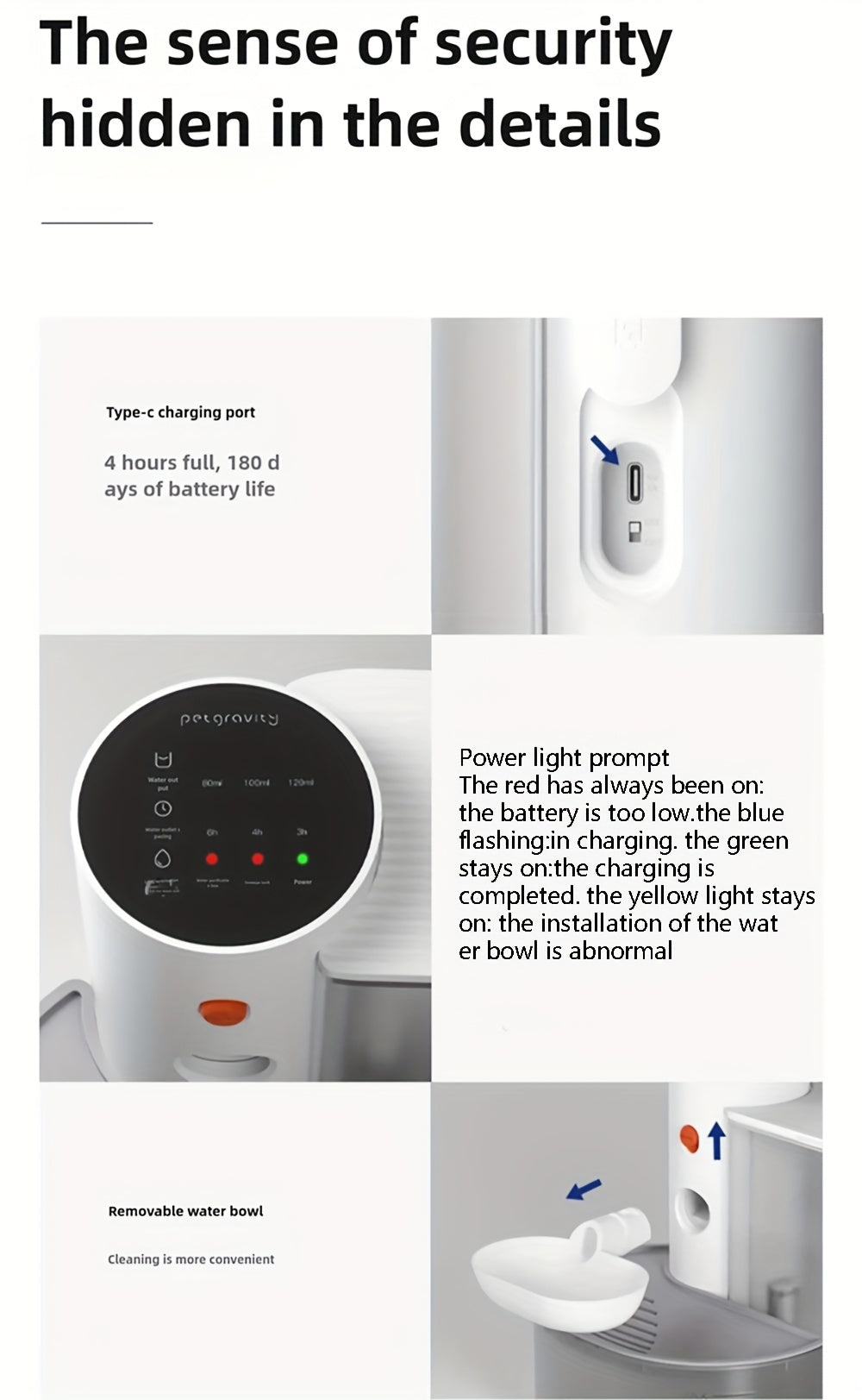 Rechargeable Cat Water Dispenser with Automatic Tilt Water Changes, Separate Clean and Waste Tanks, White Pet Drinking Station for Multi-Cat Homes