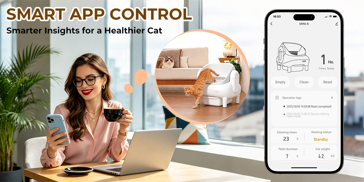 95L Automatic Cat Litter Box with App Control, Removable Washable Inner Tray and Built-In Safety Sensor for Multi-Cat Households