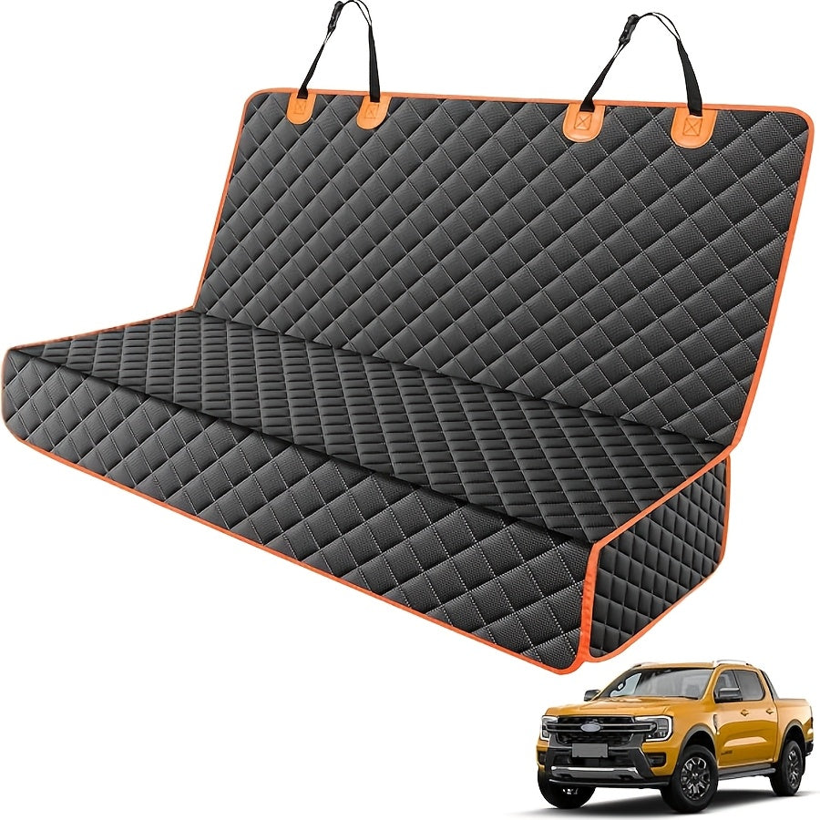 Rear Seat Cover for Dogs, Anti-Slip Dog Car Seat Protector in Black with Black or Orange Edge for Everyday Drives and Pet Travel