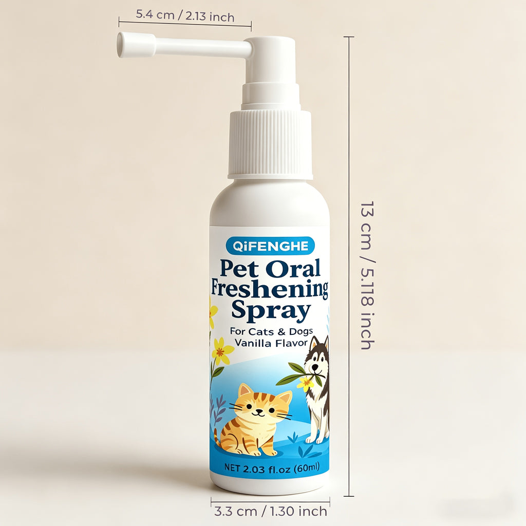 Dog Dental Spray for Dogs and Cats, Vanilla Flavor Pet Breath Freshener in 2.03 fl oz Bottle with Spray Nozzle for At-Home Oral Care Routines