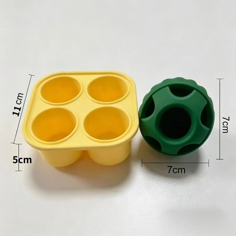Dog Treat Ball and Tray Mold Set, 2-Piece Battery-Free Interactive Chew Toy Kit for Supervised Enrichment, Orange or Green Ball Options