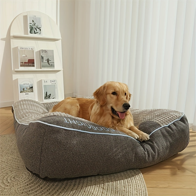 Thickened Dog Bed in Grey, Washable Non-Removable Pet Sleeping Bed for Cats and Small to Large Dogs, Four Sizes for Cozy Fall and Winter Rest