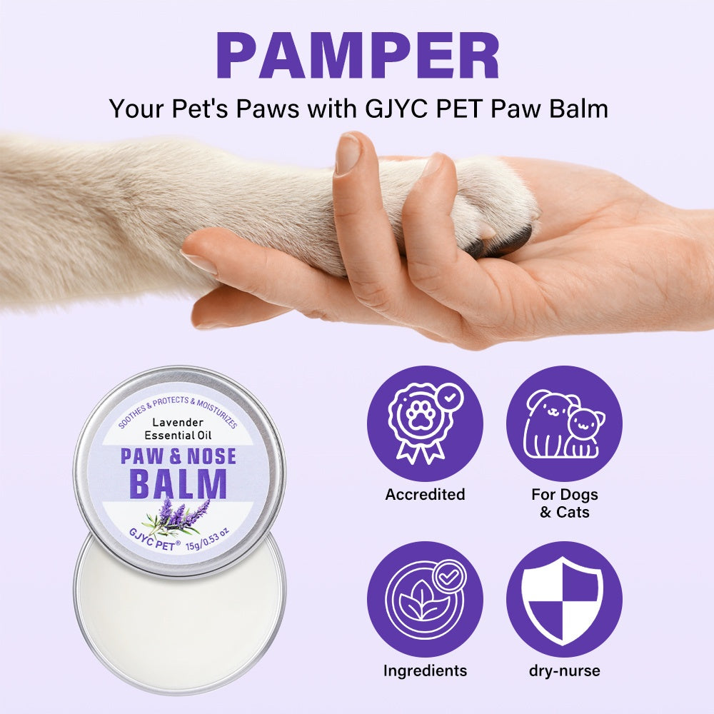 Dog Paw and Nose Balm, Lavender-Scented 15g Moisturizing Pet Grooming Care for Dry Paws and Noses, Everyday At-Home Care Routine