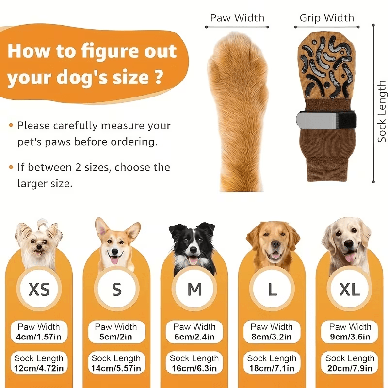 Dog Grip Socks with Snap Buttons and Adjustable Straps, 4 Black Breathable Paw Covers for Hardwood Floors, Non-Slip Pet Socks in XS-XL
