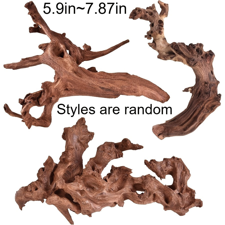 Aquarium Driftwood Single Piece, 5.9-7.87 Inch Random-Style Decorative Wood for Small Fish Tank Aquascaping and Nature-Inspired Underwater Layouts