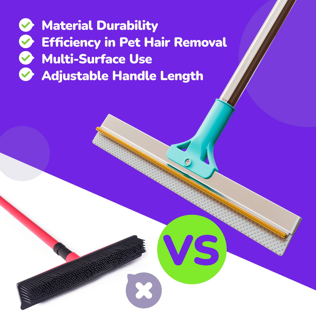 Carpet Rake for Pet Hair Removal with 51-Inch Handle, Dog Hair Remover Tool for Rugs, Stairs and Upholstery, Everyday Home Cleaning
