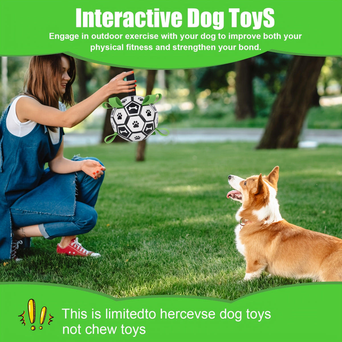 Dog Soccer Ball with Straps for Small and Medium Dogs, Interactive Tug of War and Fetch Toy for Outdoor Play, Puppy Birthday and Christmas Gifts