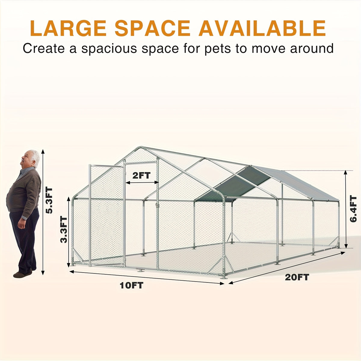 Chicken Coop with Winter Wrap Cover, Walk-In Galvanized Metal Poultry Run with Lockable Door for Backyard Hens and Ducks, White Size Options