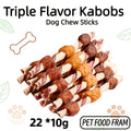 Dog Kabob Treats Triple Flavor Skewers, Mixed Meat Chew Snacks with Combination Pack Options for Supervised Rewards and Daily Treat Time