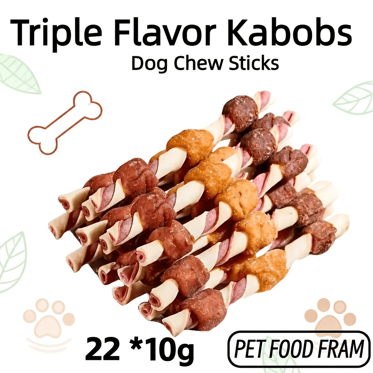 Dog Kabob Treats Triple Flavor Skewers, Mixed Meat Chew Snacks with Combination Pack Options for Supervised Rewards and Daily Treat Time