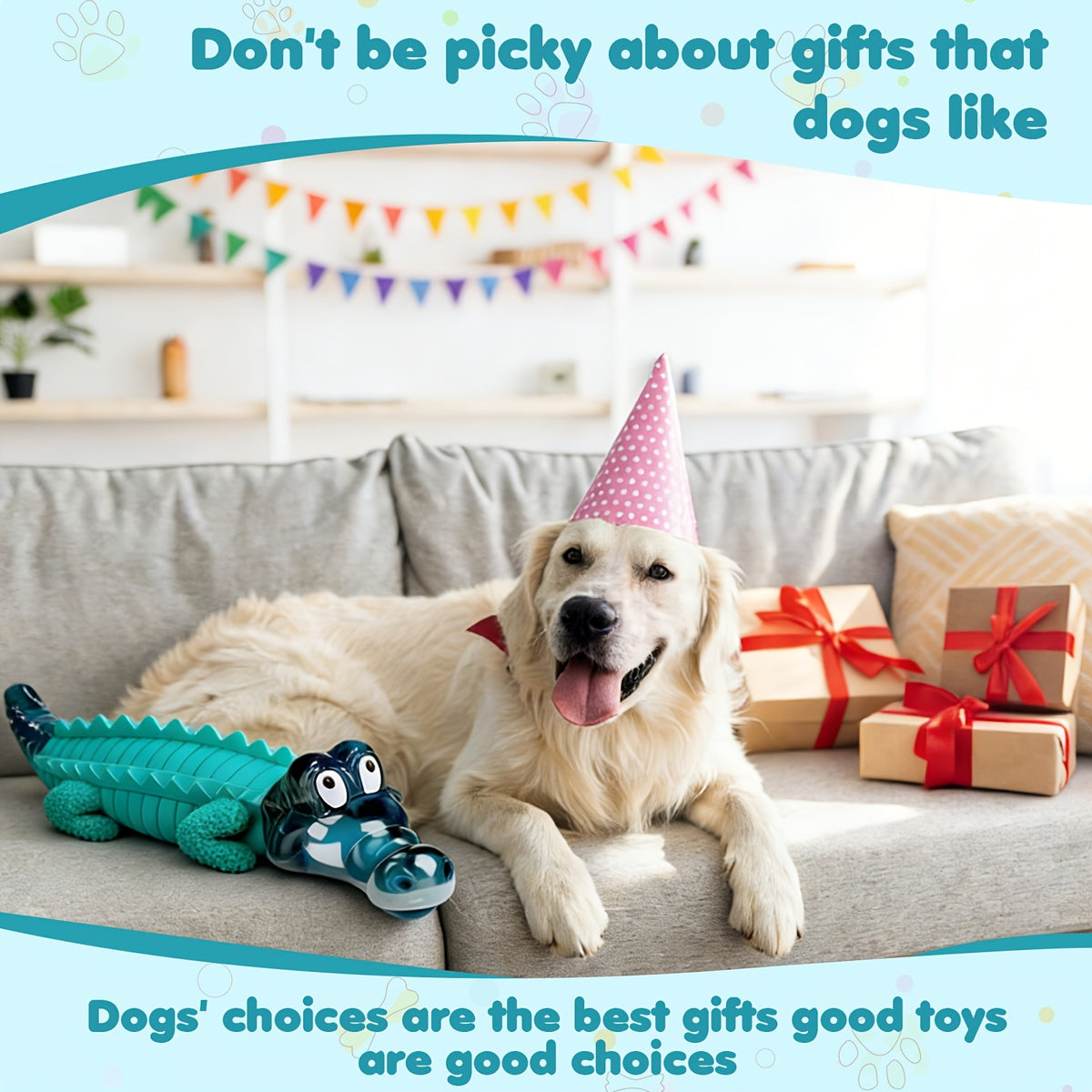 Crocodile Dog Chew Toy for Medium and Large Dogs, Milk-Flavored Textured Chewing Toy for 20–100 lb Pets, Blue and Two-Piece Set Options