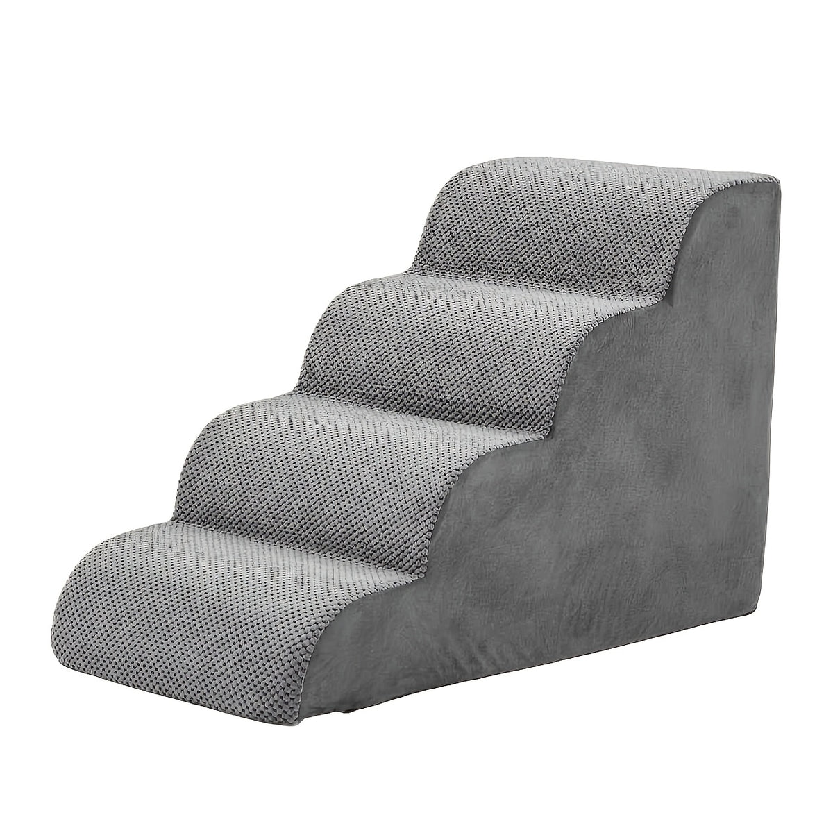 Curved Dog Stairs for Small Dogs and Cats, High-Density Foam Pet Steps for Couch, Bed and Sofa, 3/4/5-Step Indoor Ramp in Gray