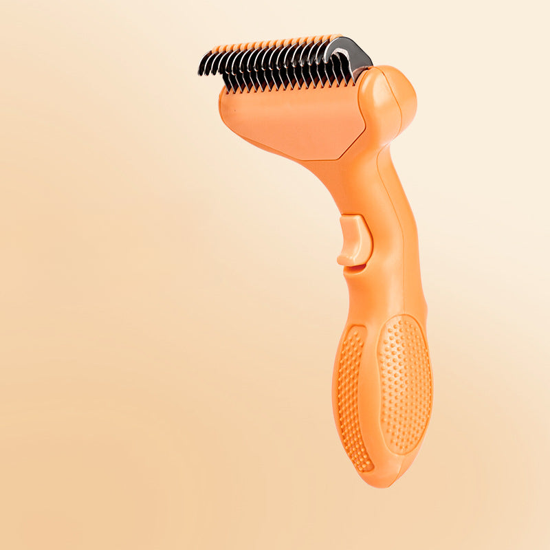 Dog Grooming Comb with Floating Teeth, Stainless Steel Bristles and Polypropylene Body for Loose Hair Removal, 1 Piece in Yellow, Cyan or Orange