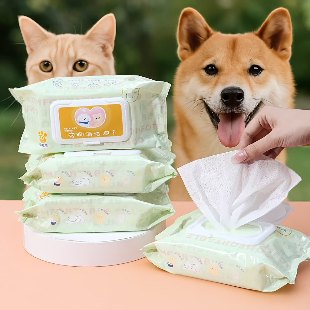 Pet Wet Wipes for Dogs and Cats, 80 Count Pack for Paw and Fur Surface Cleaning, Everyday Grooming Touch-Ups at Home and After Outdoor Walks