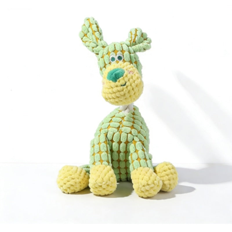 Washable Squeaky Plush Dog Toy for Small and Medium Dogs, Seven Animal Style Options with Goat, Giraffe, Donkey and Puppy Designs for Gentle Play