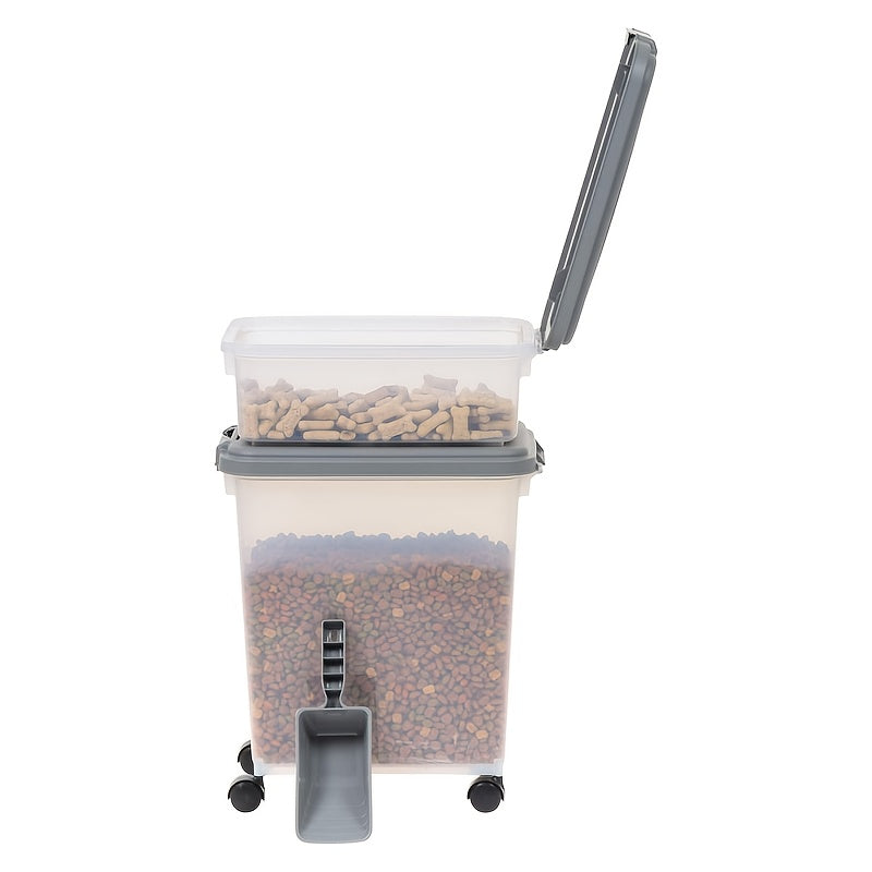 Dog Food Storage Containers 30QT + 10QT, 3-Piece Airtight Plastic Set with Scoop and Detachable Wheels for Cat Kibble, Treats and Bird Seed